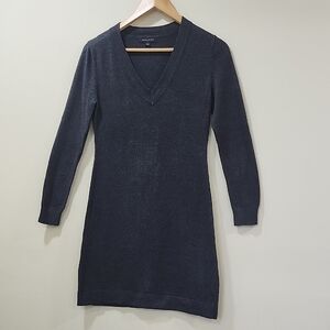 Banana Republic Charcoal Long Sleeve Dress Midi 60% Cotton 10% Rabbit Hair